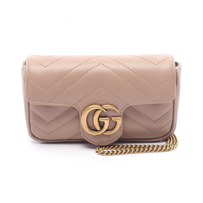 GGマーモント スーパーミニバッグ ショルダーバッグ レザー ピンク グッチ バッグ GUCCI