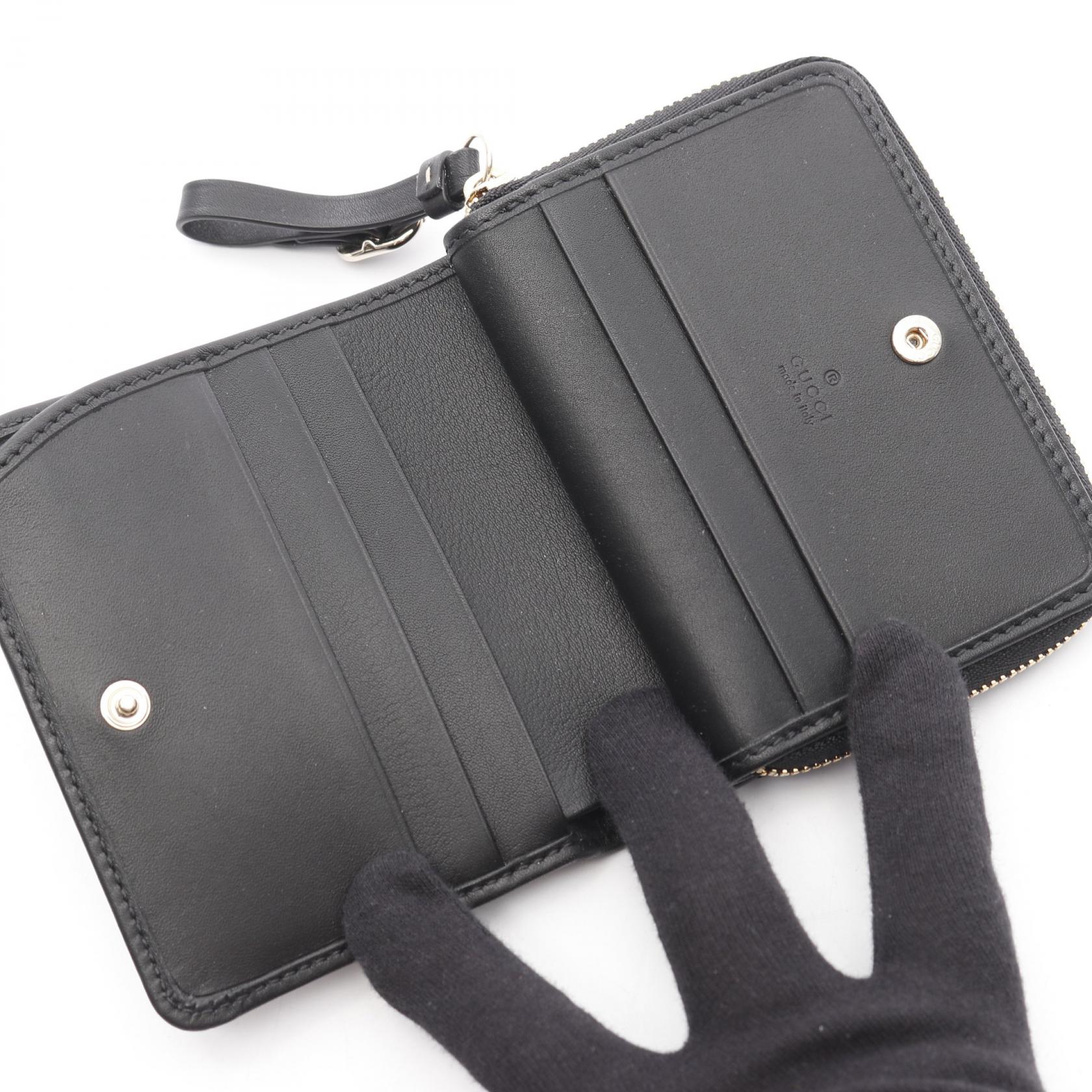 GGエンブレム ジップ ミニ ウォレット 二つ折り財布 レザー PVC  