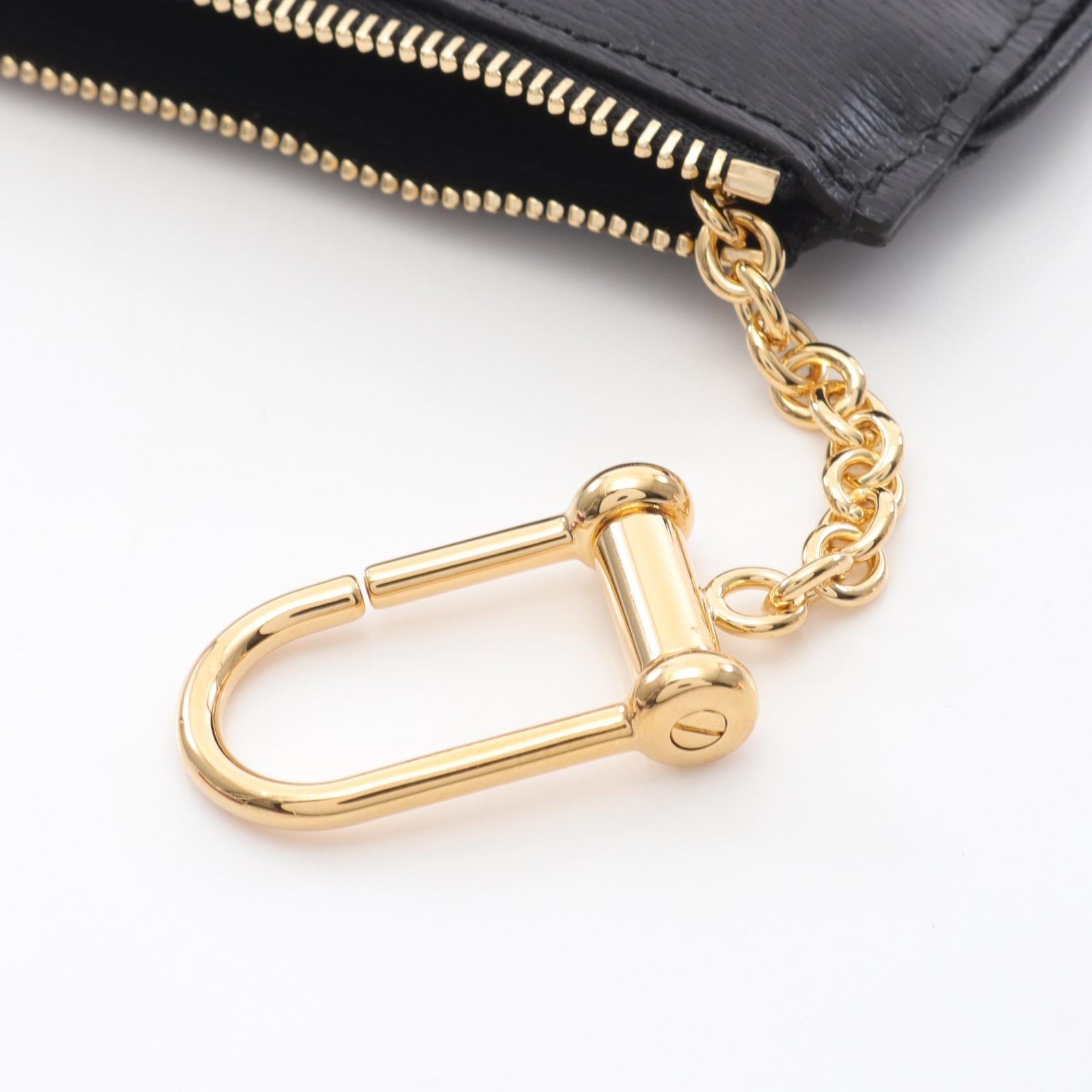 GUCCI スクリプト ジップ キーケース, ブラック, レザー