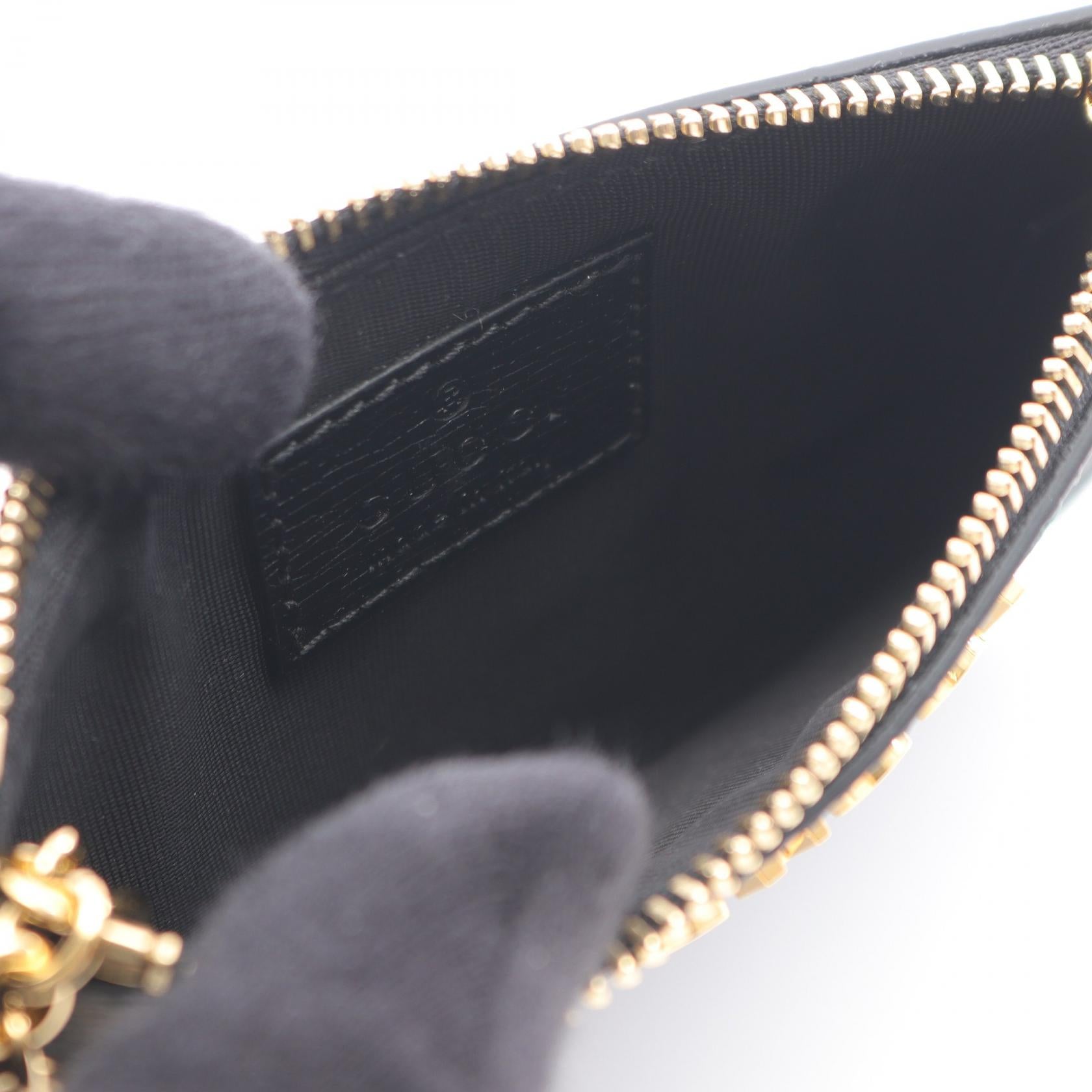 GUCCI スクリプト ジップ キーケース, ブラック, レザー