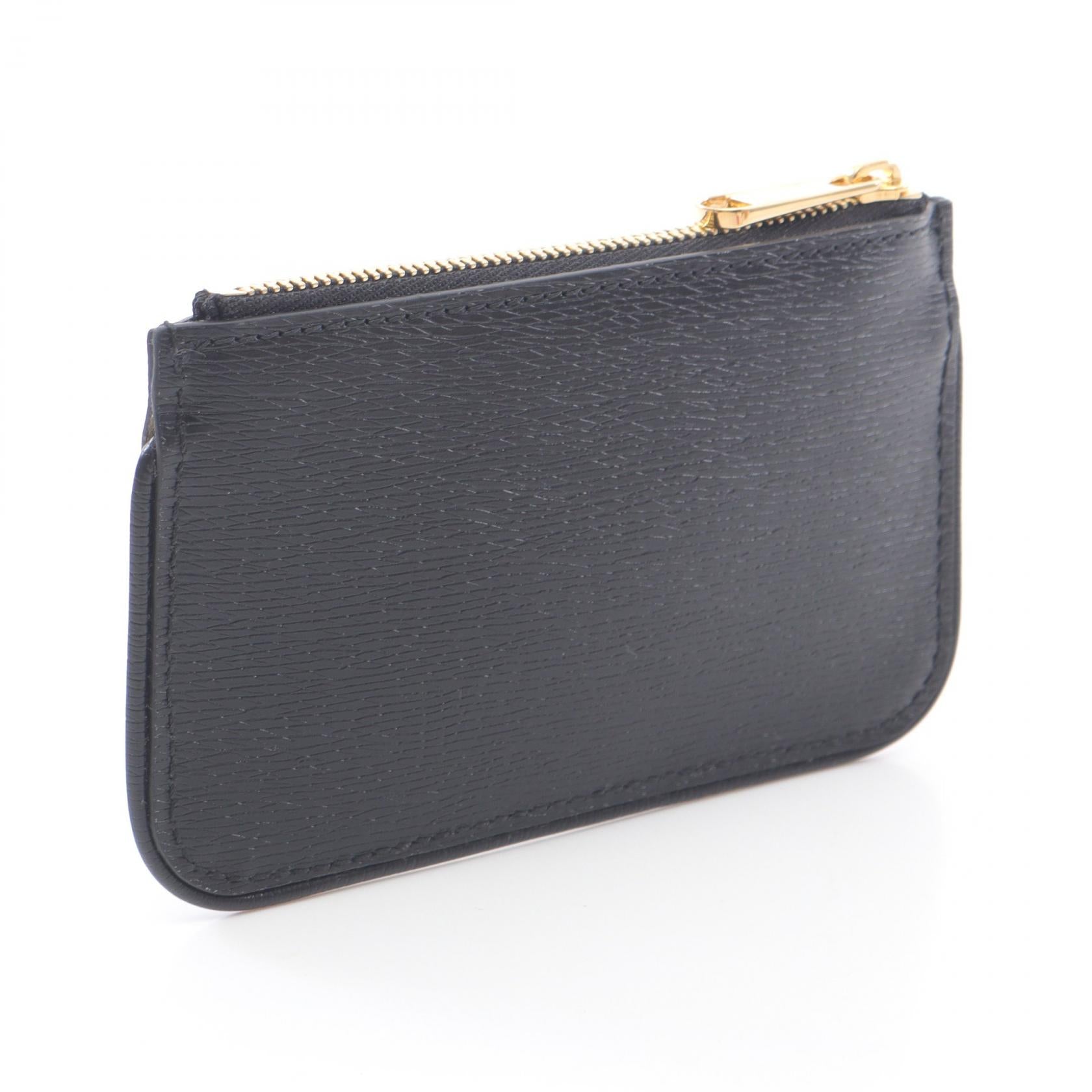 GUCCI スクリプト ジップ キーケース, ブラック, レザー