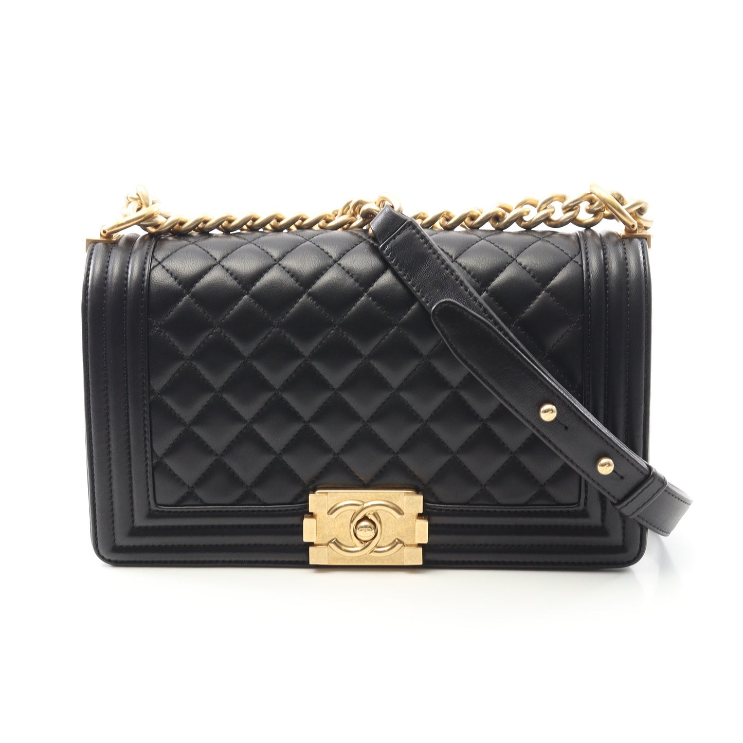 ボーイシャネル チェーンショルダーバッグ ラムスキン ブラック ゴールド金具 シャネル バッグ CHANEL