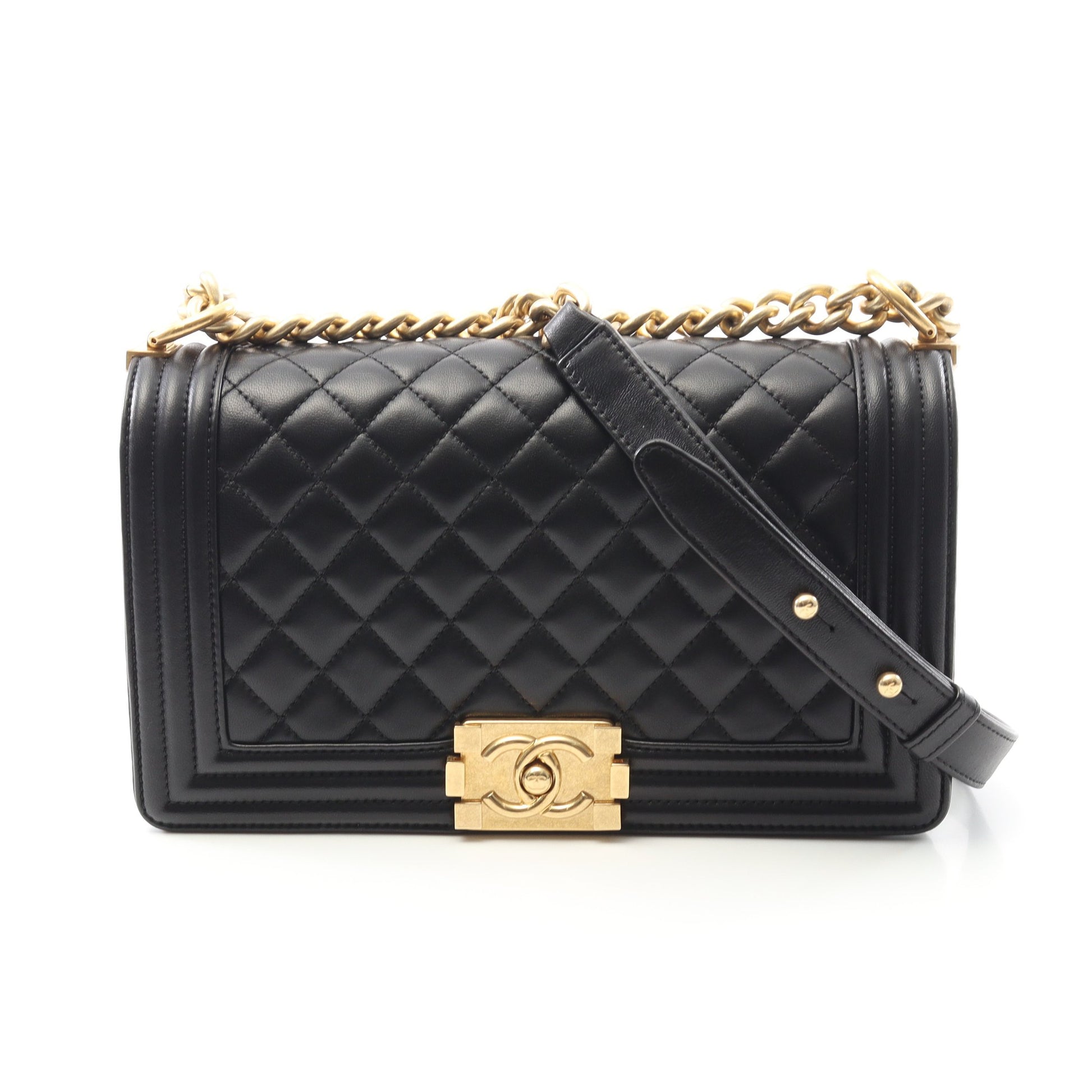 ボーイシャネル チェーンショルダーバッグ ラムスキン ブラック ゴールド金具 シャネル バッグ CHANEL