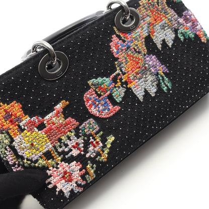 LADY D-JOY ミディアム ハンドバッグ キャンバス ブラック ビーズ 3WAY クリスチャンディオール バッグ Christian Dior