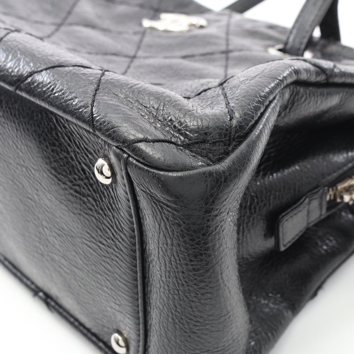 オンザロード キルティング ボーリングバッグ ショルダーバッグ トートバッグ レザー ブラック シルバー金具 シャネル バッグ CHANEL