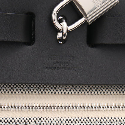 エールバッグジップMM ハンドバッグ トワルアッシュ レザー グレー ブラック シルバー金具 2WAY W刻印 エルメス バッグ HERMES