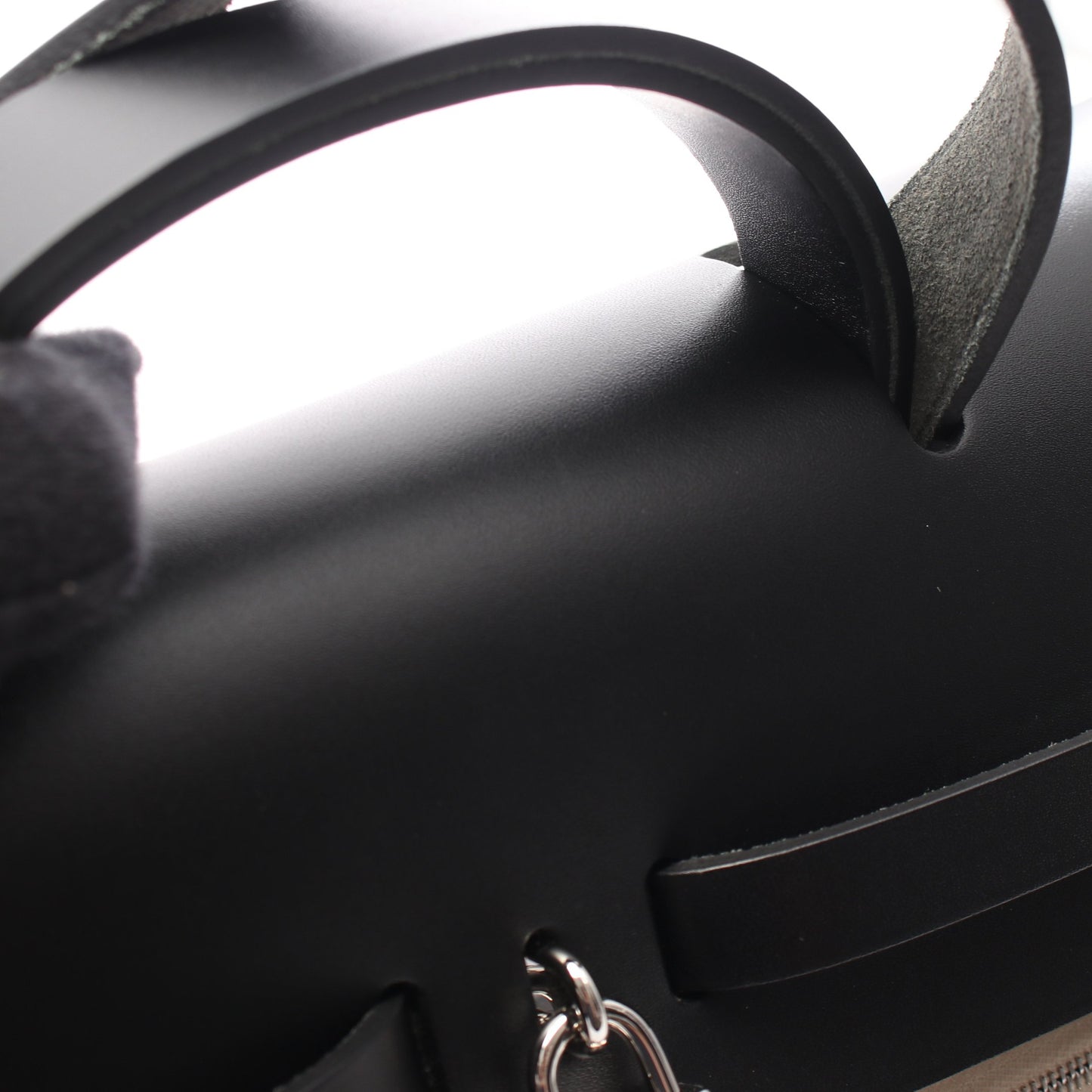 エールバッグジップMM ハンドバッグ トワルアッシュ レザー グレー ブラック シルバー金具 2WAY W刻印 エルメス バッグ HERMES