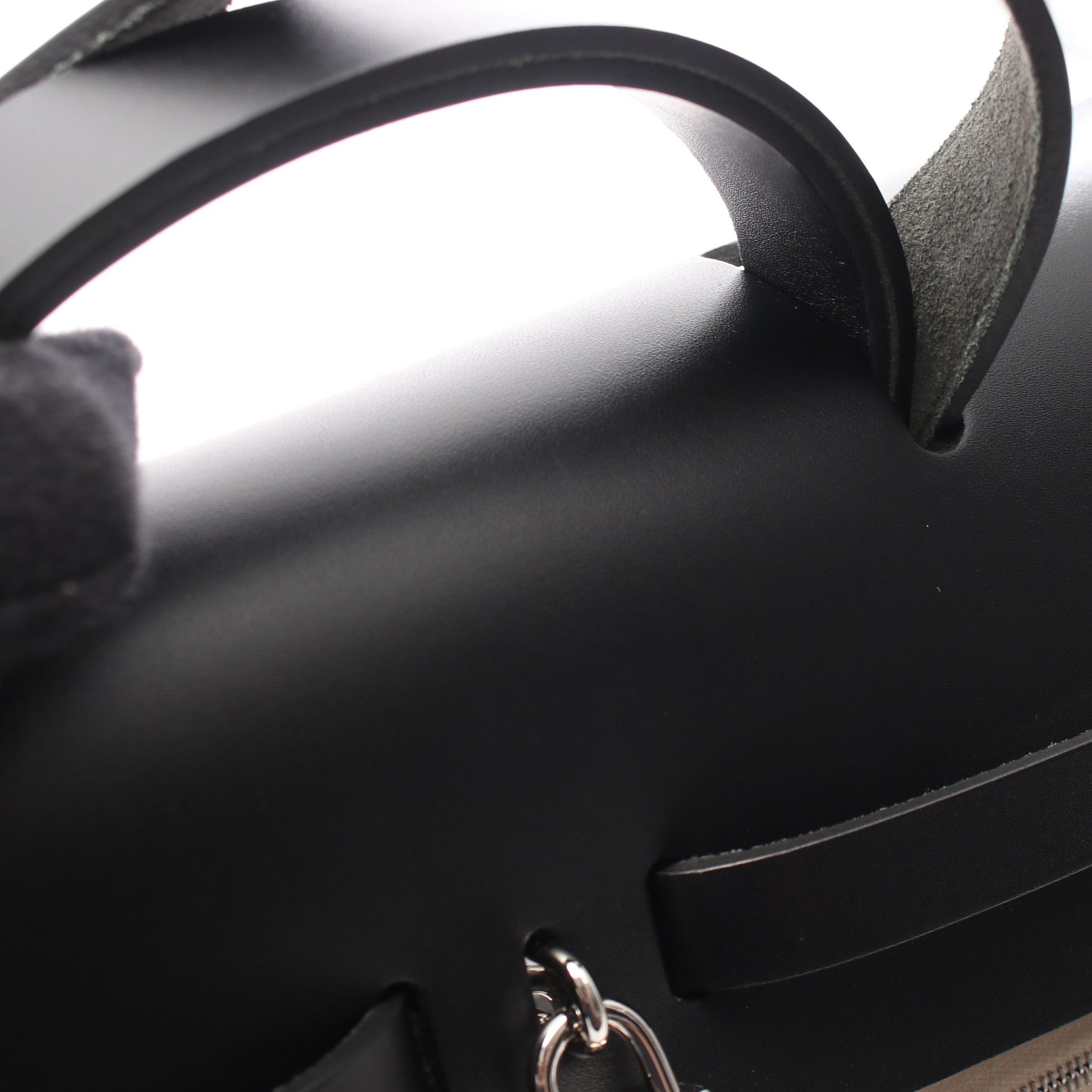 エールバッグジップMM ハンドバッグ トワルアッシュ レザー グレー ブラック シルバー金具 2WAY W刻印 エルメス バッグ HERMES