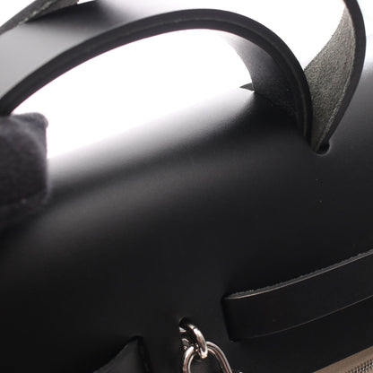 エールバッグジップMM ハンドバッグ トワルアッシュ レザー グレー ブラック シルバー金具 2WAY W刻印 エルメス バッグ HERMES
