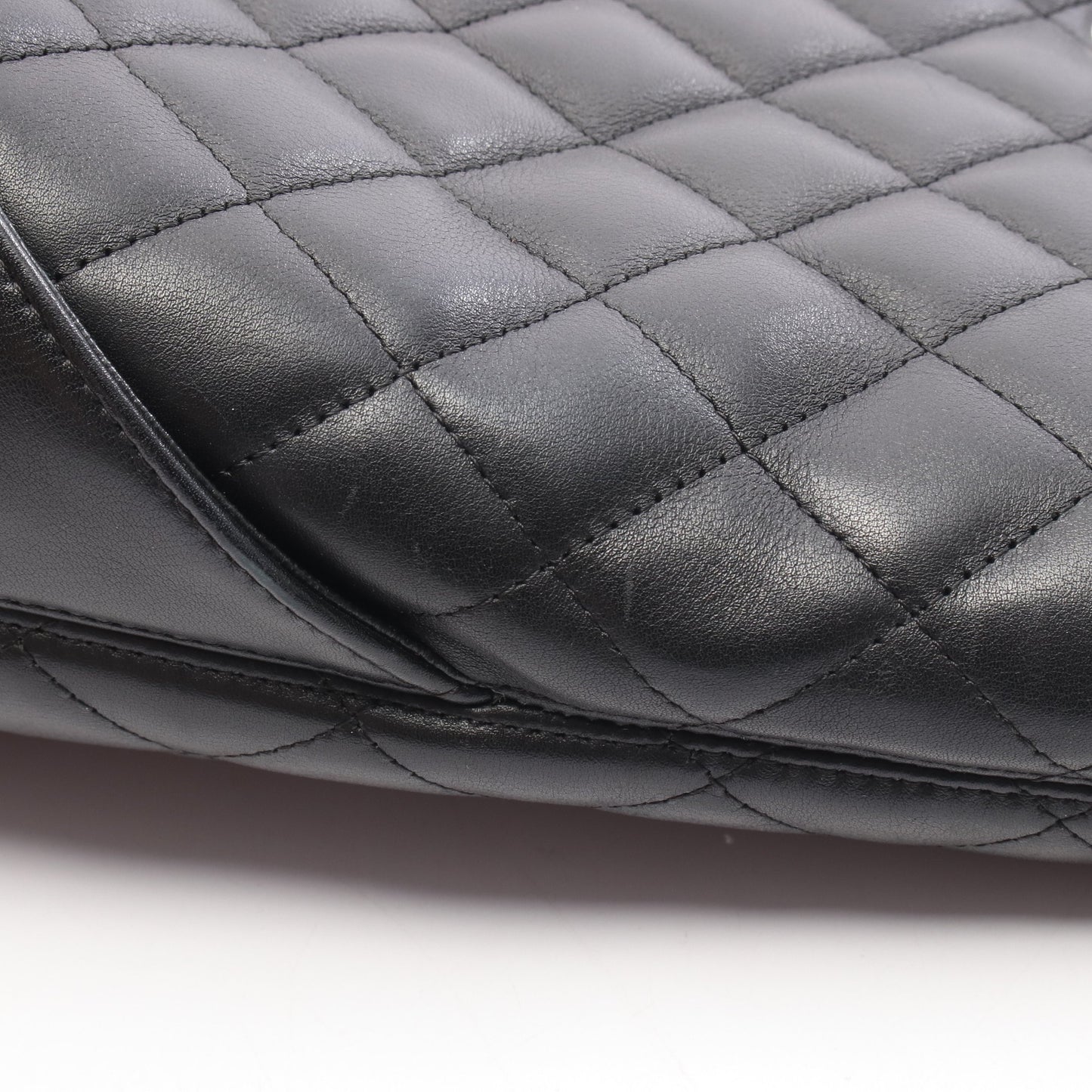カンボンライン ラージ ショルダーバッグ トートバッグ ラムスキン ブラック シルバー金具 シャネル バッグ CHANEL