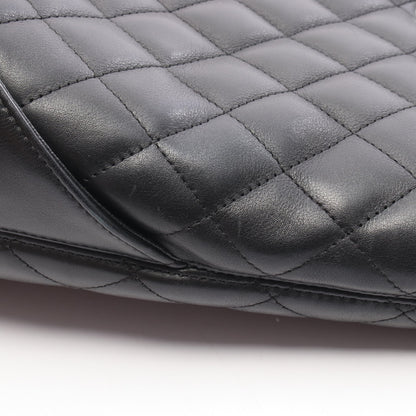 カンボンライン ラージ ショルダーバッグ トートバッグ ラムスキン ブラック シルバー金具 シャネル バッグ CHANEL