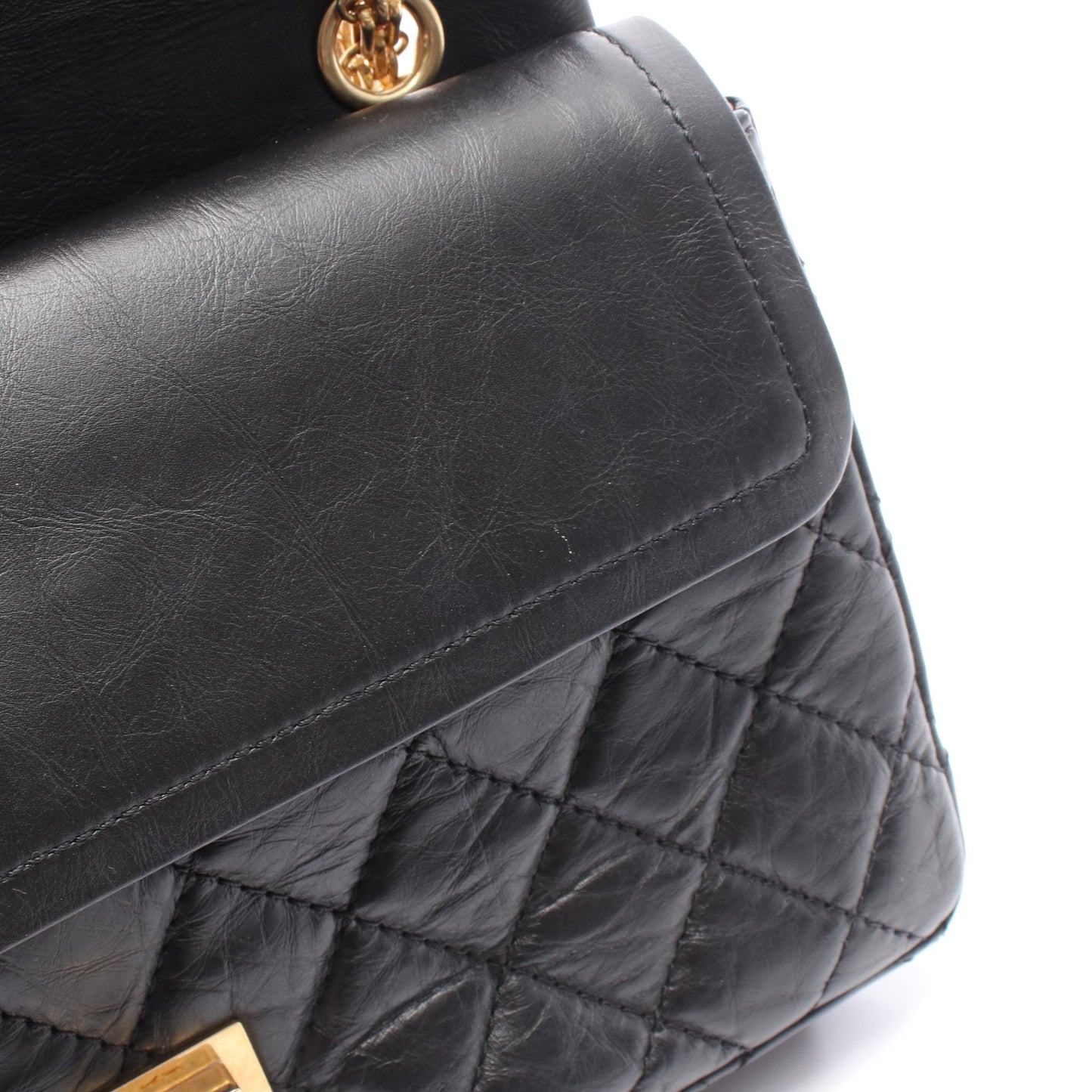 2.55 マトラッセ Wフラップ Wチェーンショルダーバッグ レザー ブラック ゴールド金具 シャネル バッグ CHANEL
