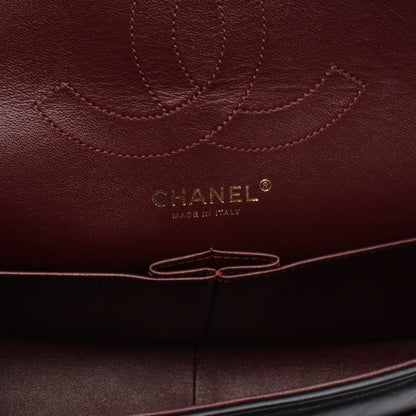 2.55 マトラッセ Wフラップ Wチェーンショルダーバッグ レザー ブラック ゴールド金具 シャネル バッグ CHANEL