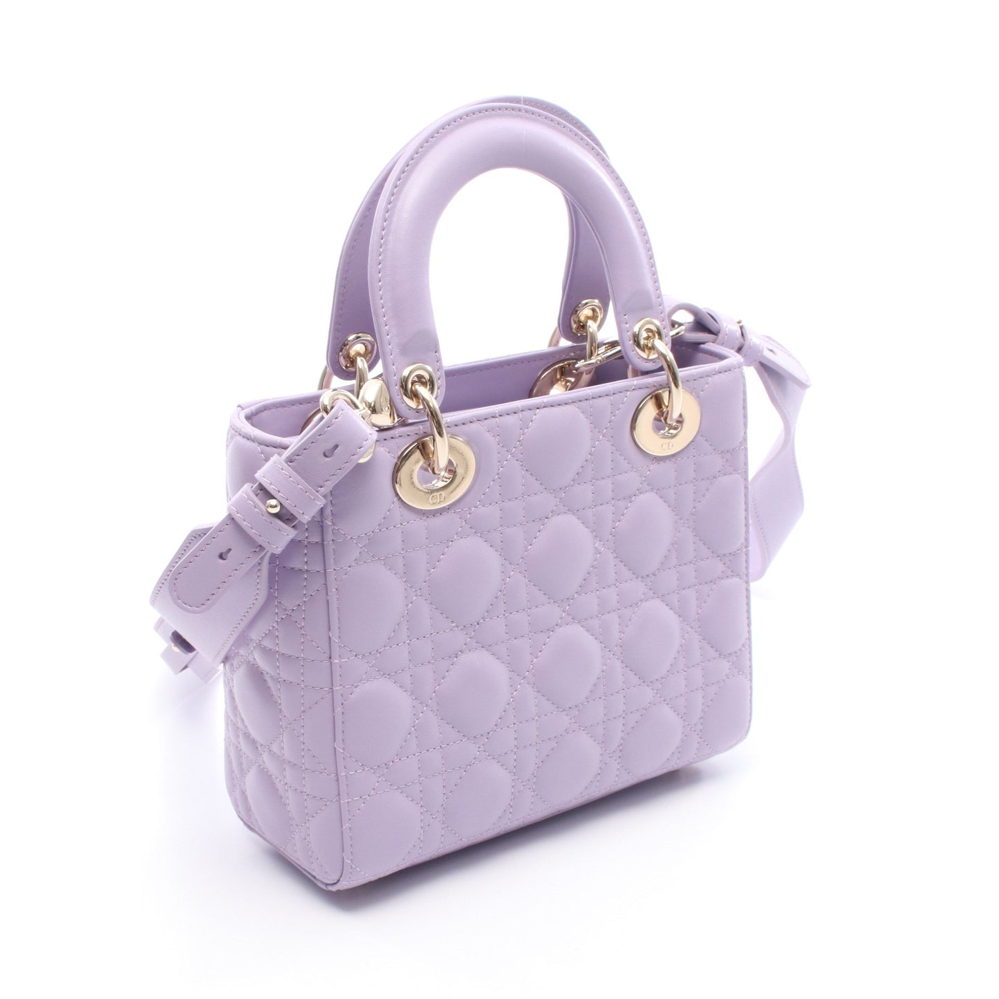 レディディオール スモール カナージュ ハンドバッグ レザー ライトパープル 2WAY クリスチャンディオール バッグ Christian Dior