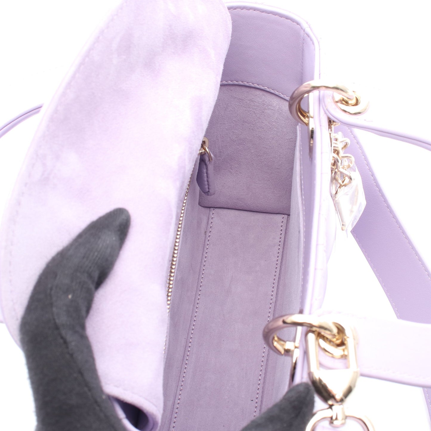 レディディオール スモール カナージュ ハンドバッグ レザー ライトパープル 2WAY クリスチャンディオール バッグ Christian Dior