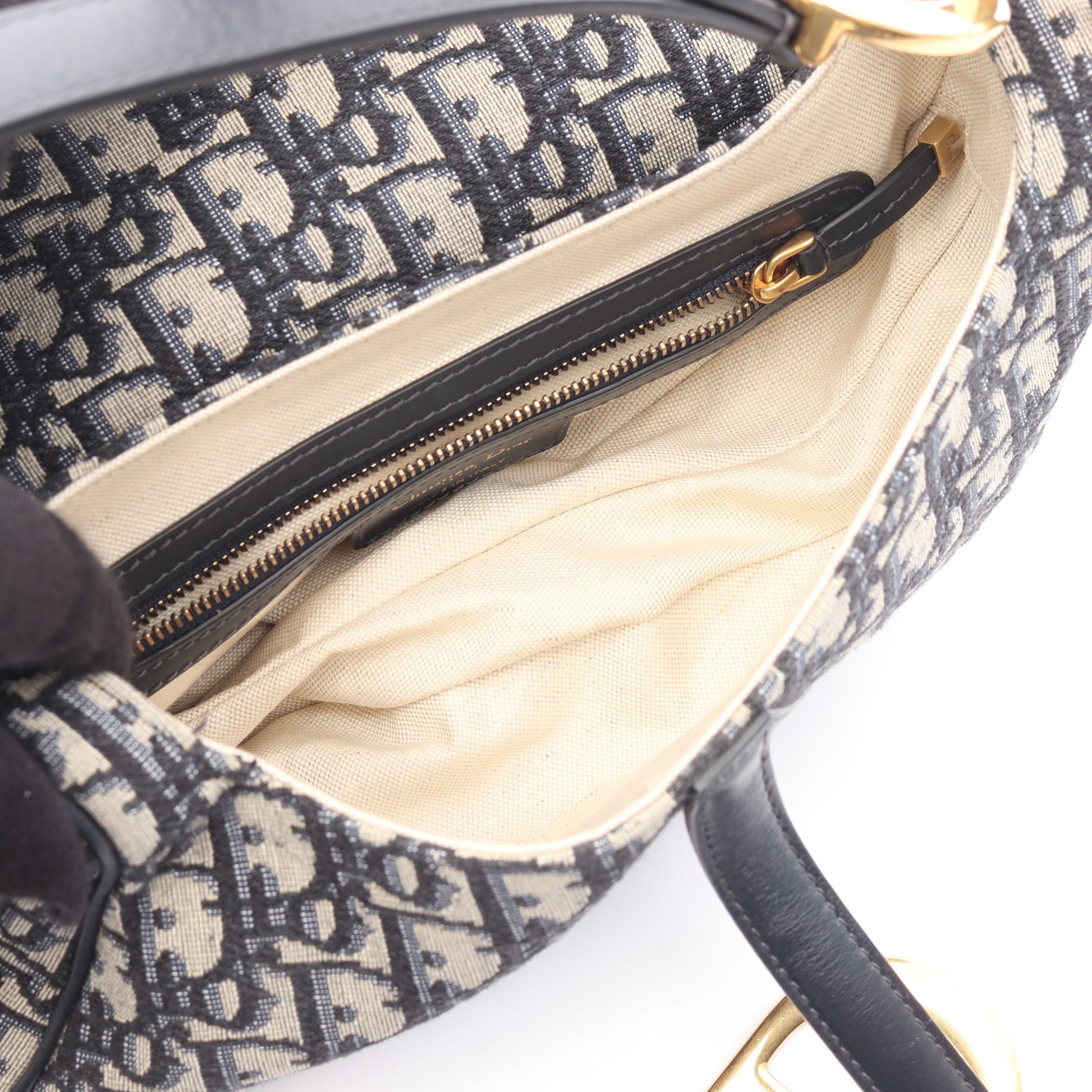 SADDLE サドル オブリーク ハンドバッグ キャンバス レザー ネイビー ベージュ クリスチャンディオール バッグ Christian Dior