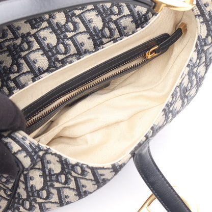 SADDLE サドル オブリーク ハンドバッグ キャンバス レザー ネイビー ベージュ クリスチャンディオール バッグ Christian Dior