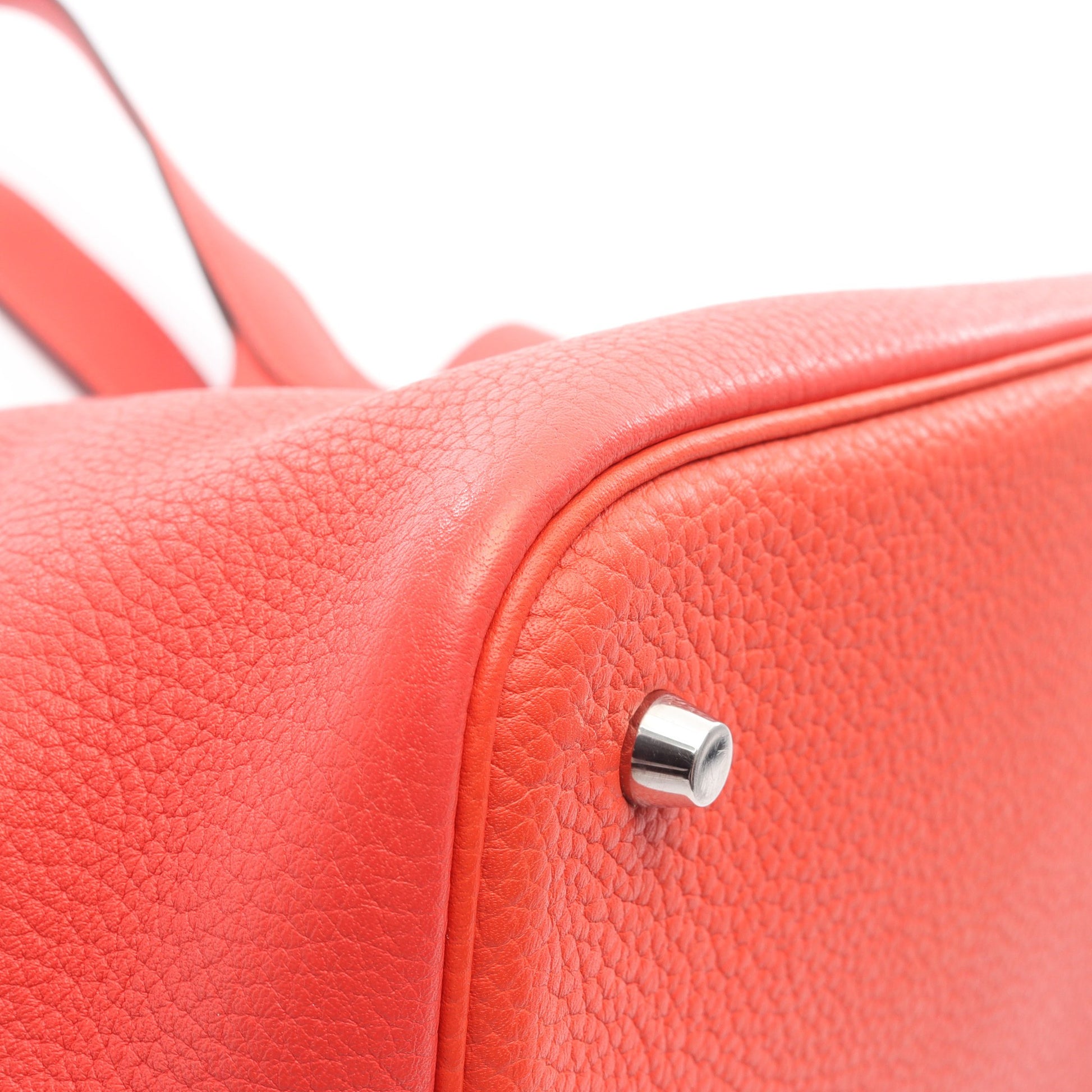 ピコタンロックMM ルージュピヴォワンヌ ハンドバッグ トリヨンクレマンス レッド シルバー金具 T刻印 エルメス バッグ HERMES
