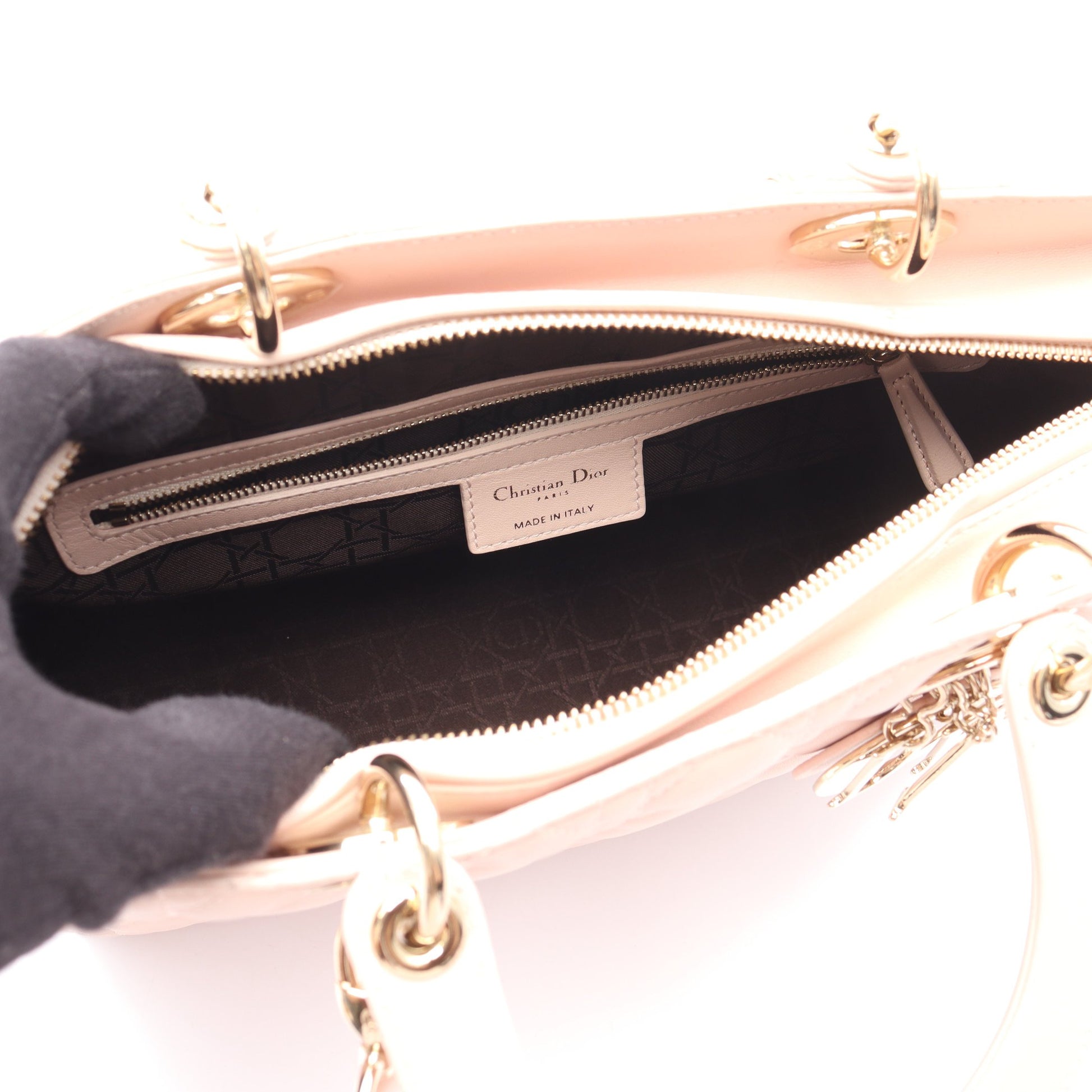 レディディオール ラージ カナージュ ハンドバッグ レザー ライトピンク 2WAY クリスチャンディオール バッグ Christian Dior