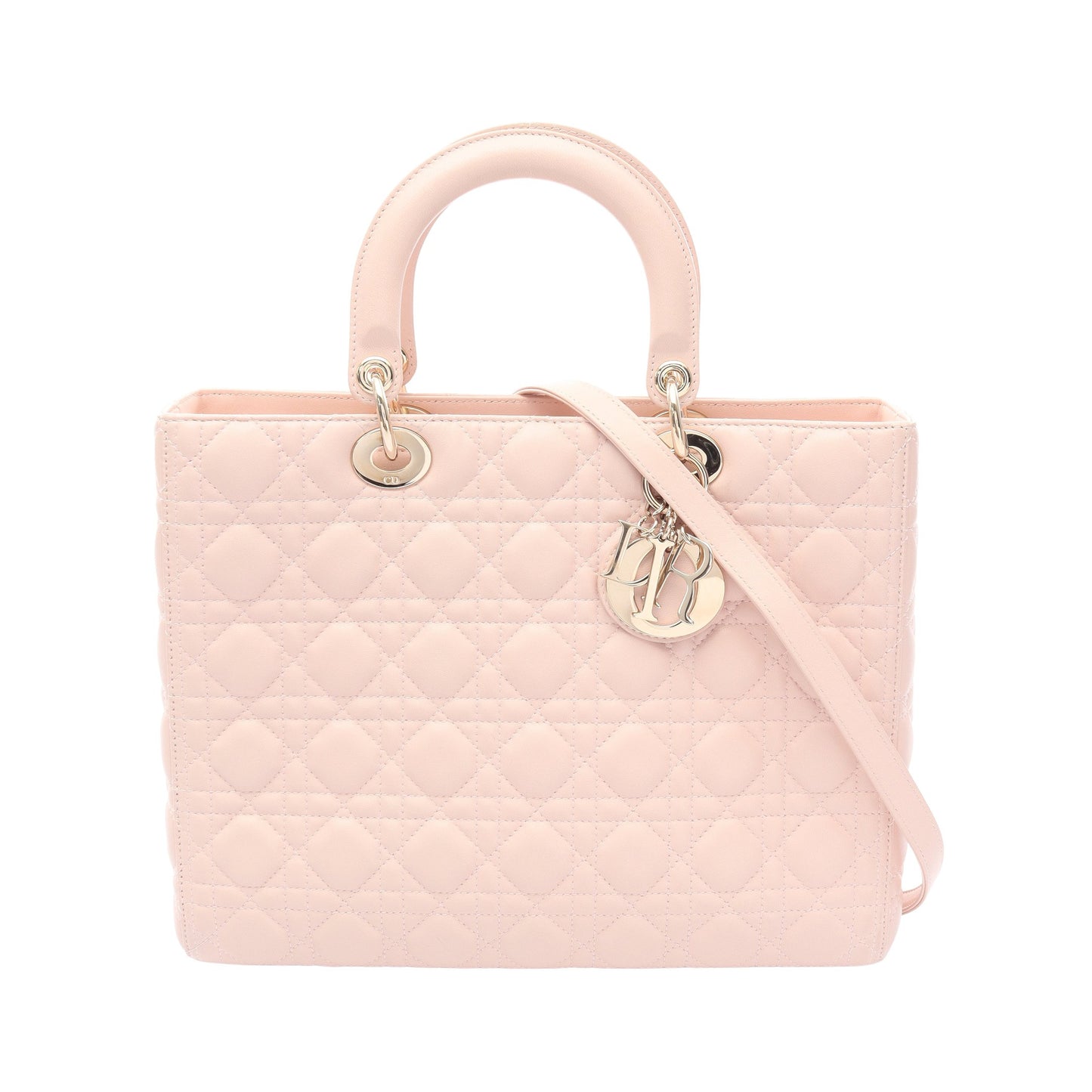レディディオール ラージ カナージュ ハンドバッグ レザー ライトピンク 2WAY クリスチャンディオール バッグ Christian Dior