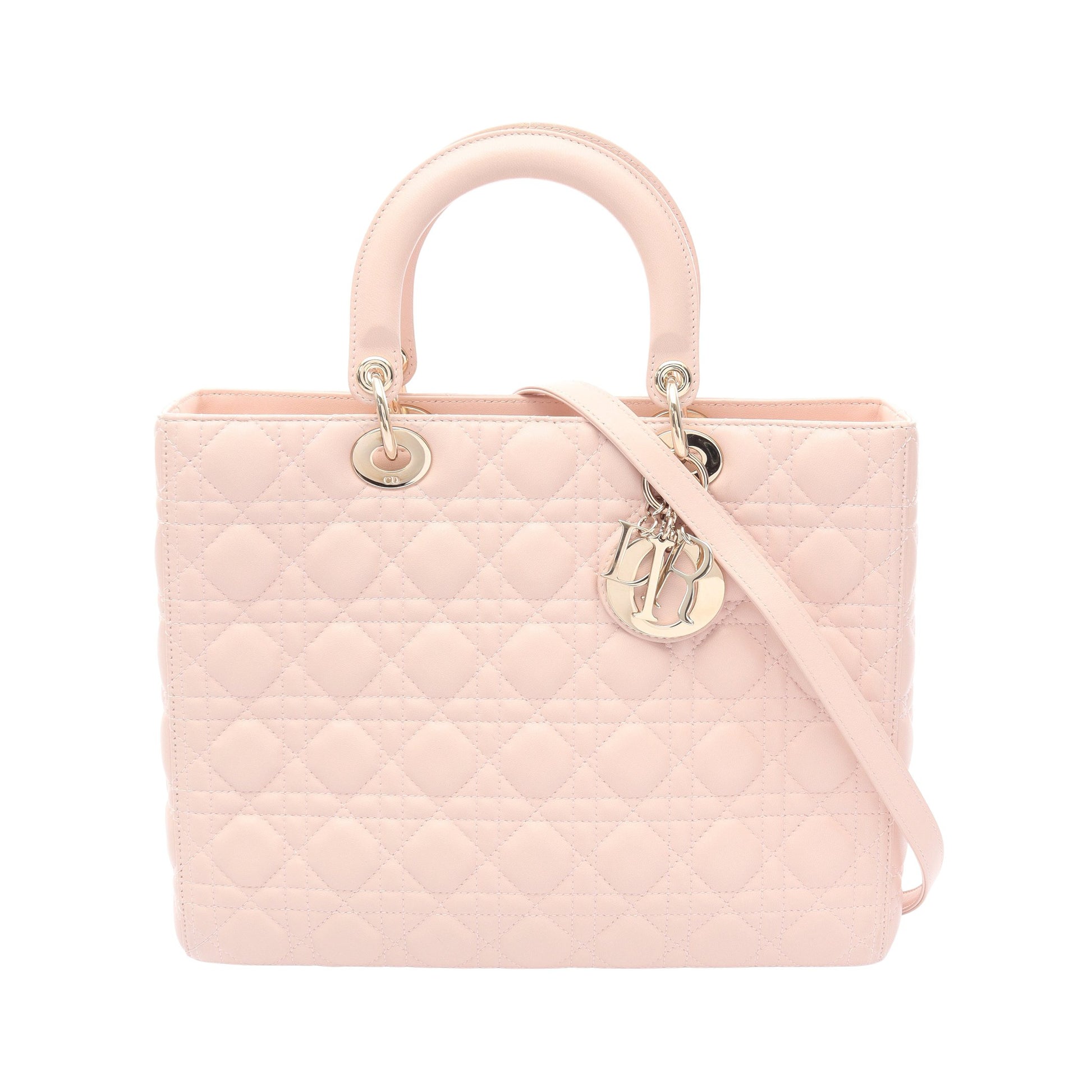 レディディオール ラージ カナージュ ハンドバッグ レザー ライトピンク 2WAY クリスチャンディオール バッグ Christian Dior