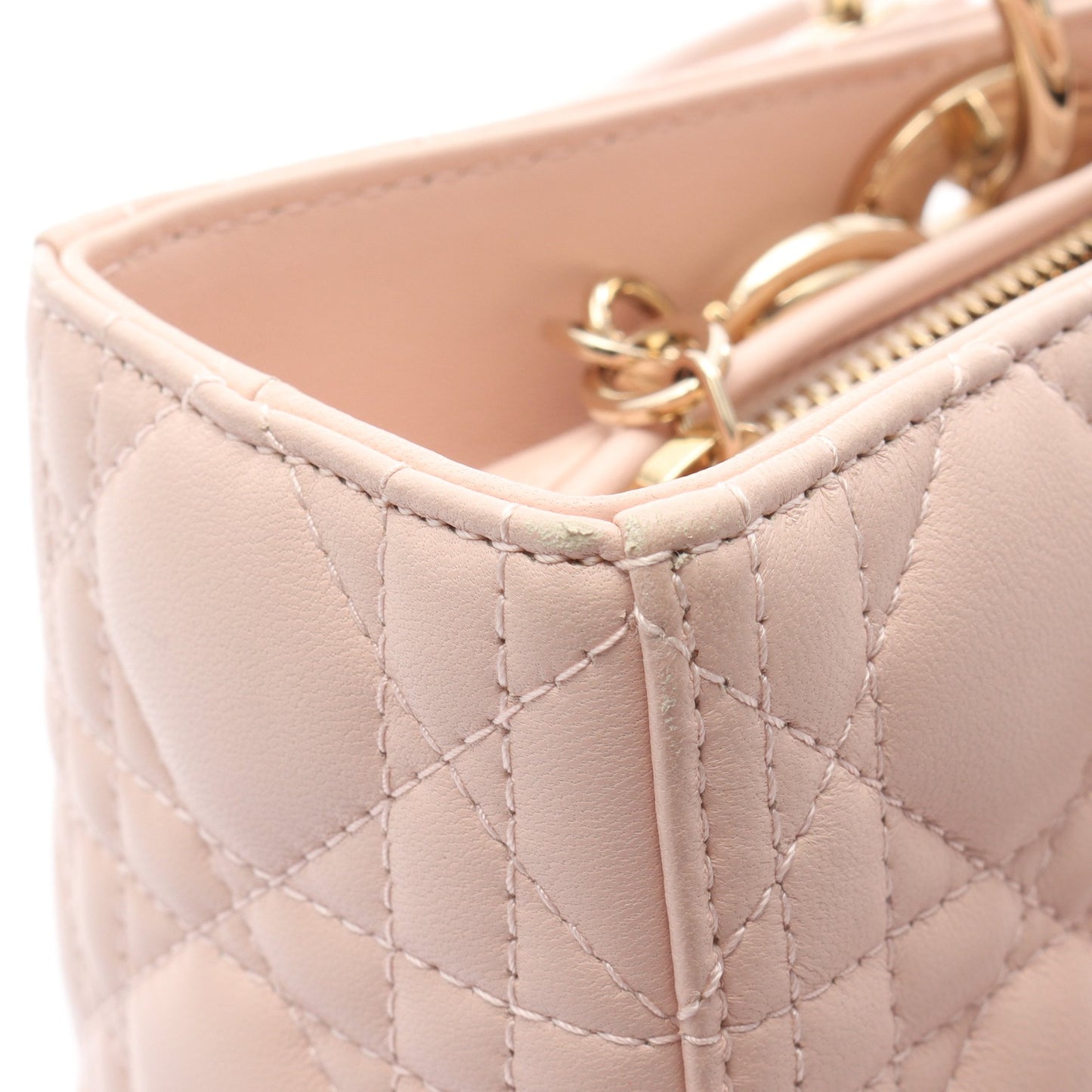 レディディオール ラージ カナージュ ハンドバッグ レザー ライトピンク 2WAY クリスチャンディオール バッグ Christian Dior