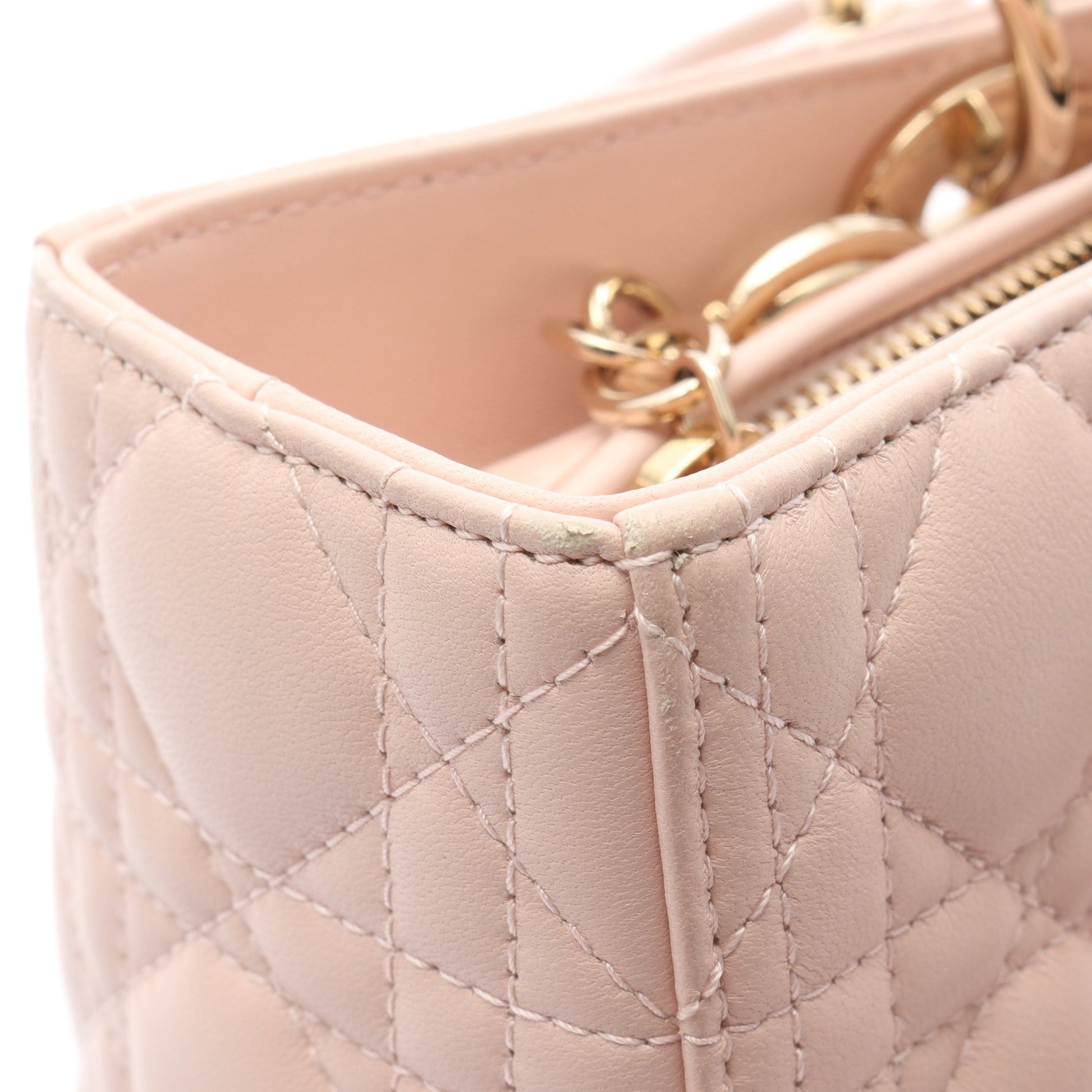レディディオール ラージ カナージュ ハンドバッグ レザー ライトピンク 2WAY クリスチャンディオール バッグ Christian Dior