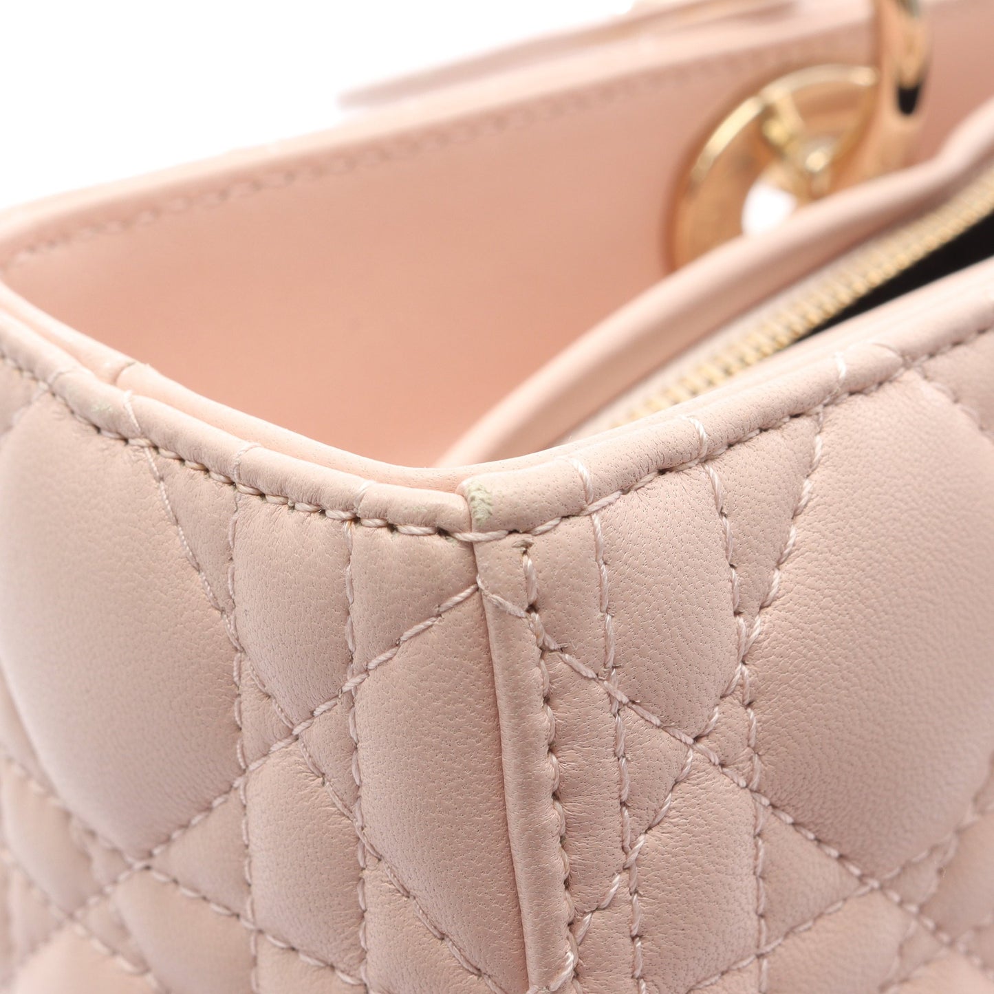 レディディオール ラージ カナージュ ハンドバッグ レザー ライトピンク 2WAY クリスチャンディオール バッグ Christian Dior