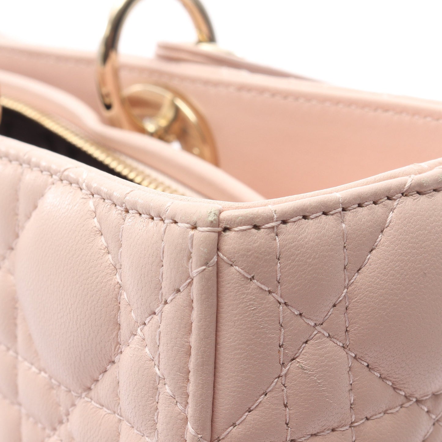 レディディオール ラージ カナージュ ハンドバッグ レザー ライトピンク 2WAY クリスチャンディオール バッグ Christian Dior