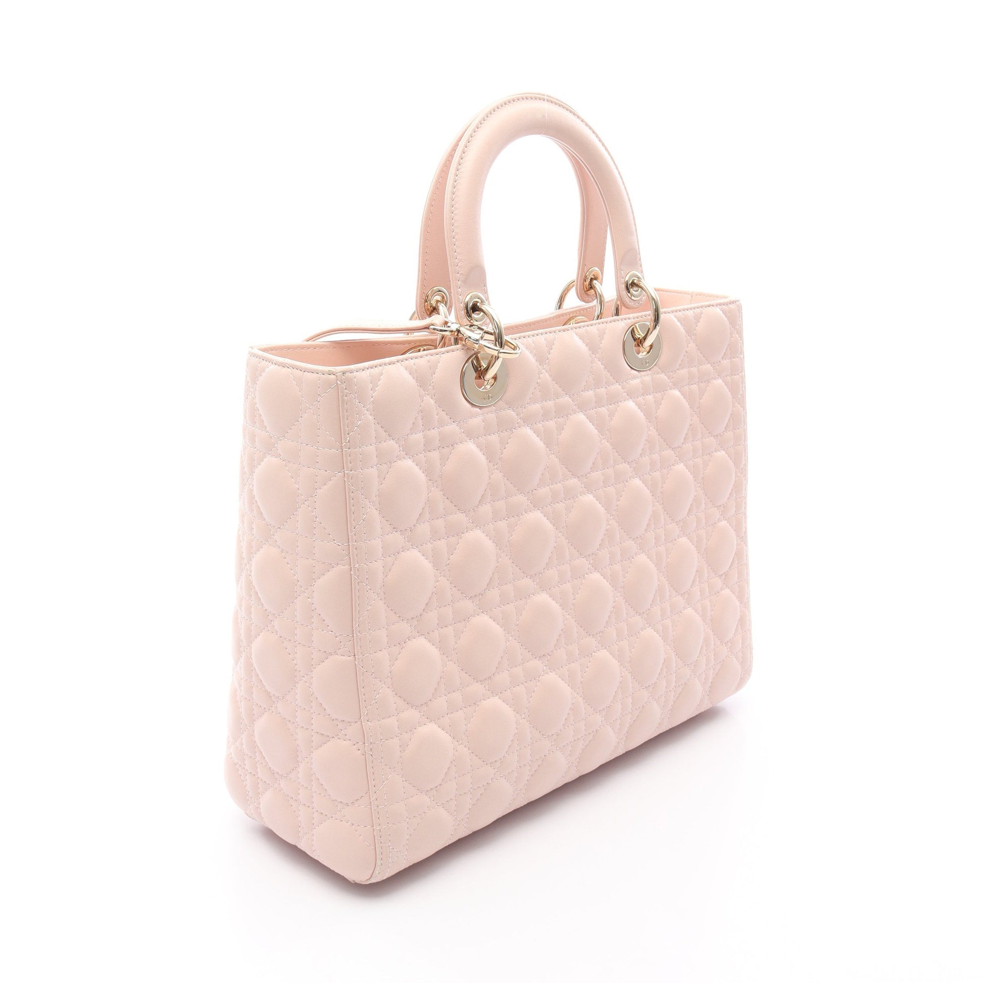 レディディオール ラージ カナージュ ハンドバッグ レザー ライトピンク 2WAY クリスチャンディオール バッグ Christian Dior