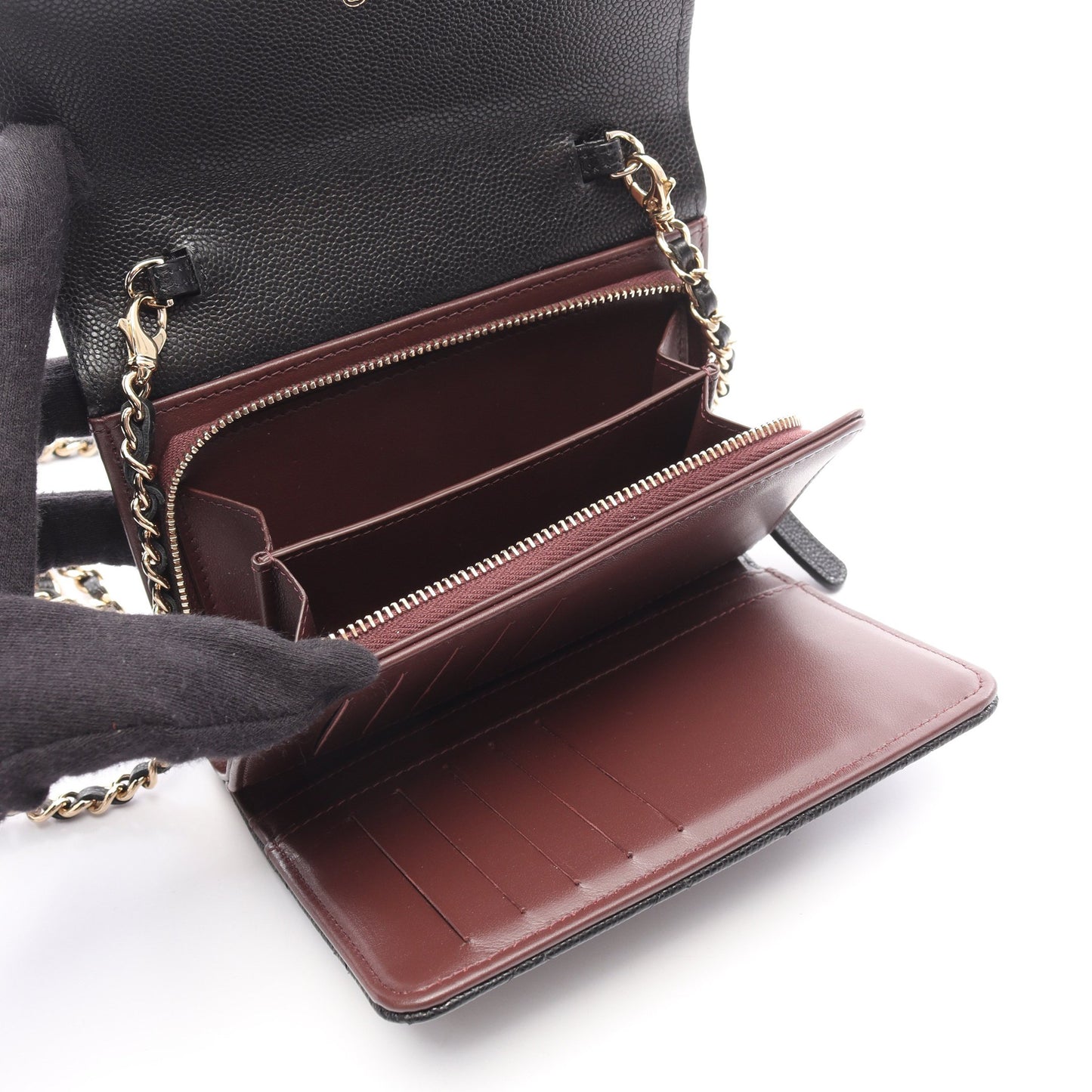 マトラッセ チェーンウォレット キャビアスキン ブラック ゴールド金具 シャネル バッグ CHANEL