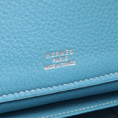 フロンティエール ブルージーン ボストンバッグ トリヨンクレマンス ライトブルー シルバー金具 □B刻印 エルメス バッグ HERMES