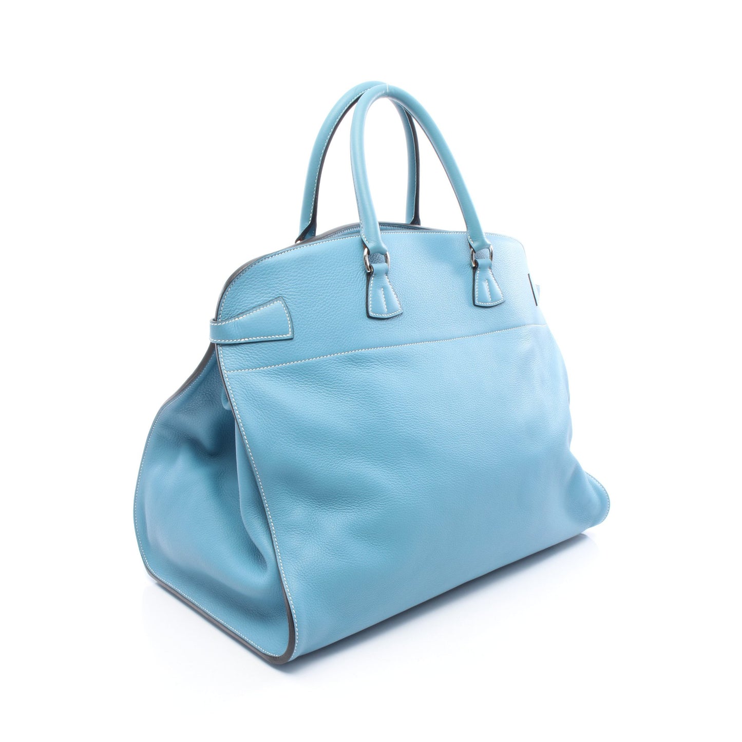 フロンティエール ブルージーン ボストンバッグ トリヨンクレマンス ライトブルー シルバー金具 □B刻印 エルメス バッグ HERMES