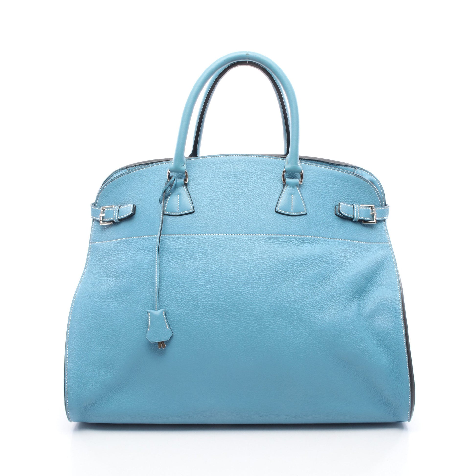 フロンティエール ブルージーン ボストンバッグ トリヨンクレマンス ライトブルー シルバー金具 □B刻印 エルメス バッグ HERMES