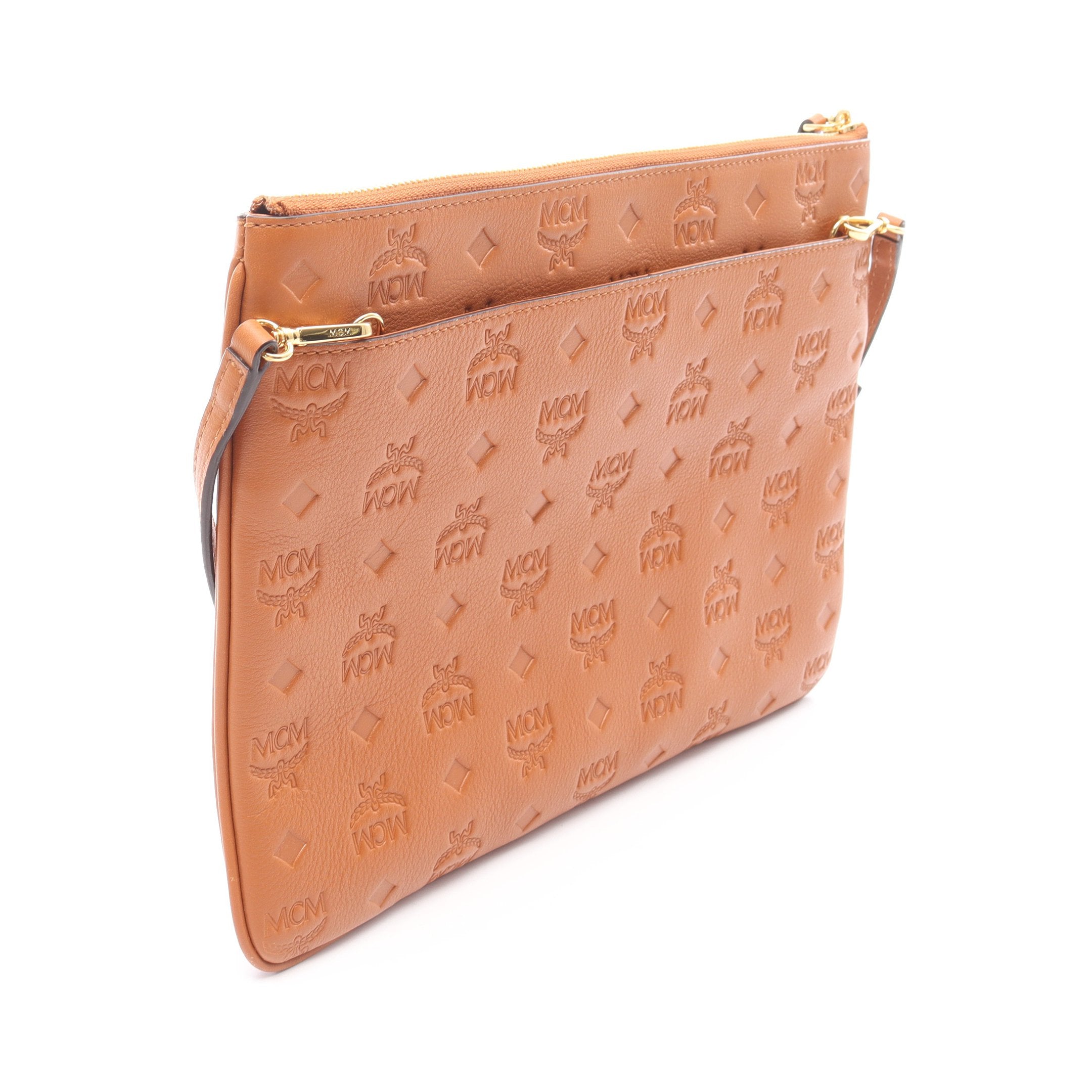 MCM ブラウンレザーショルダーバッグ