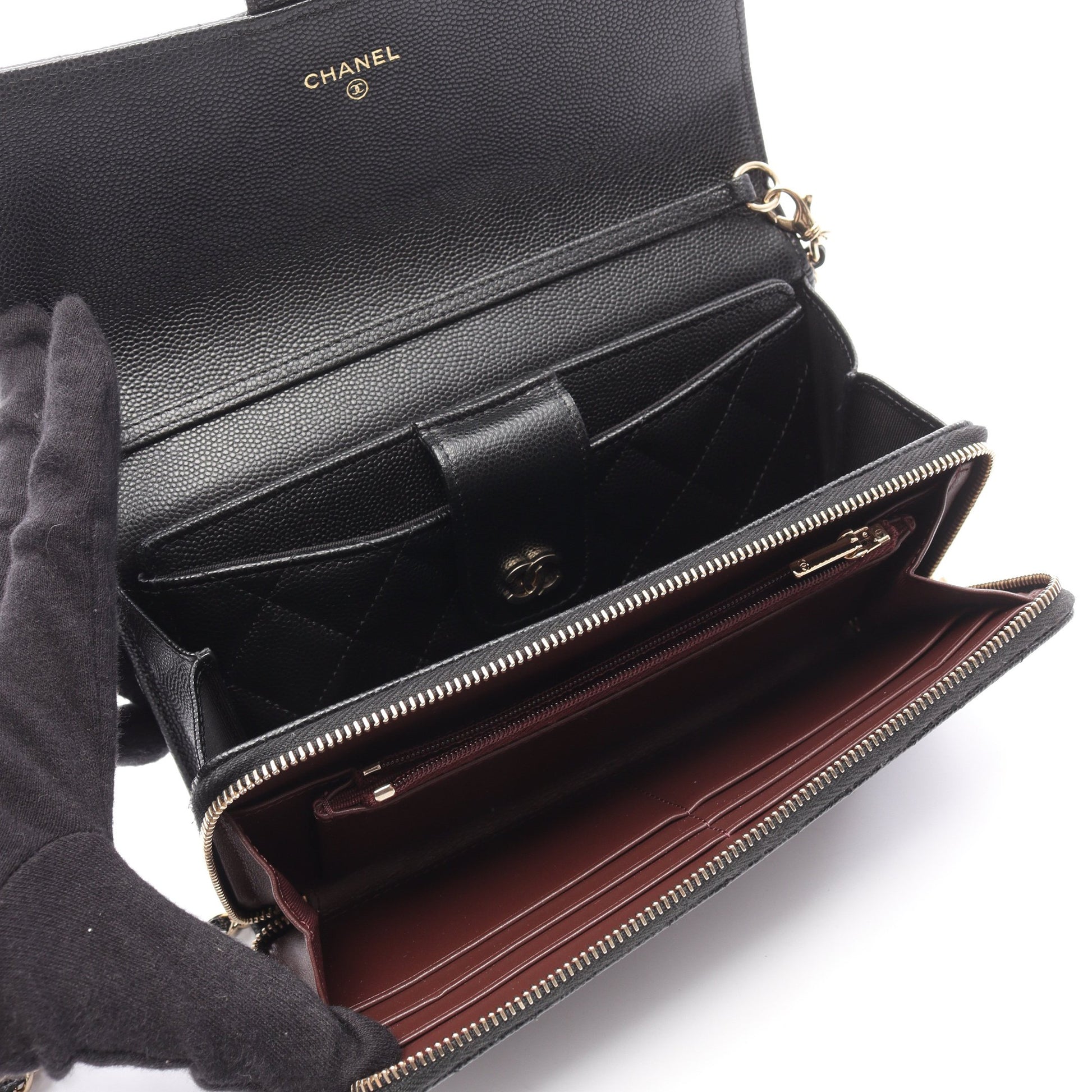 マトラッセ チェーンウォレット キャビアスキン ブラック シルバー金具 シャネル バッグ CHANEL