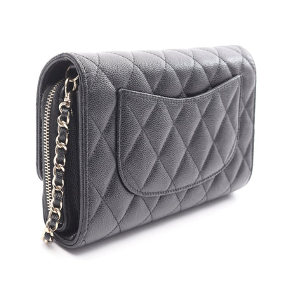 マトラッセ チェーンウォレット キャビアスキン ブラック シルバー金具 シャネル バッグ CHANEL