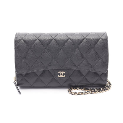 マトラッセ チェーンウォレット キャビアスキン ブラック シルバー金具 シャネル バッグ CHANEL