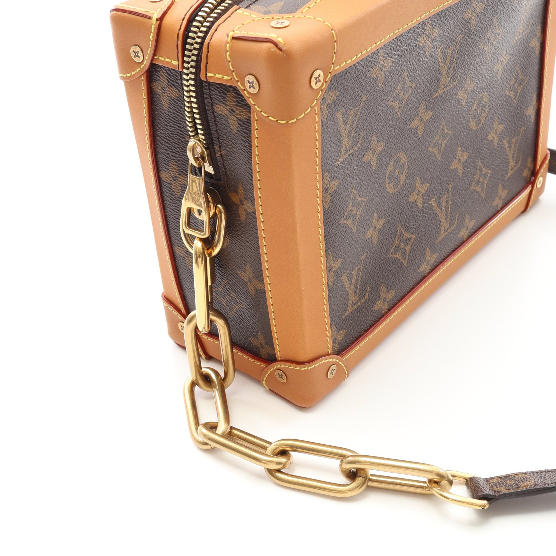 ソフトトランク チェーンショルダーバッグ PVC レザー ブラウン ルイヴィトン バッグ LOUIS VUITTON