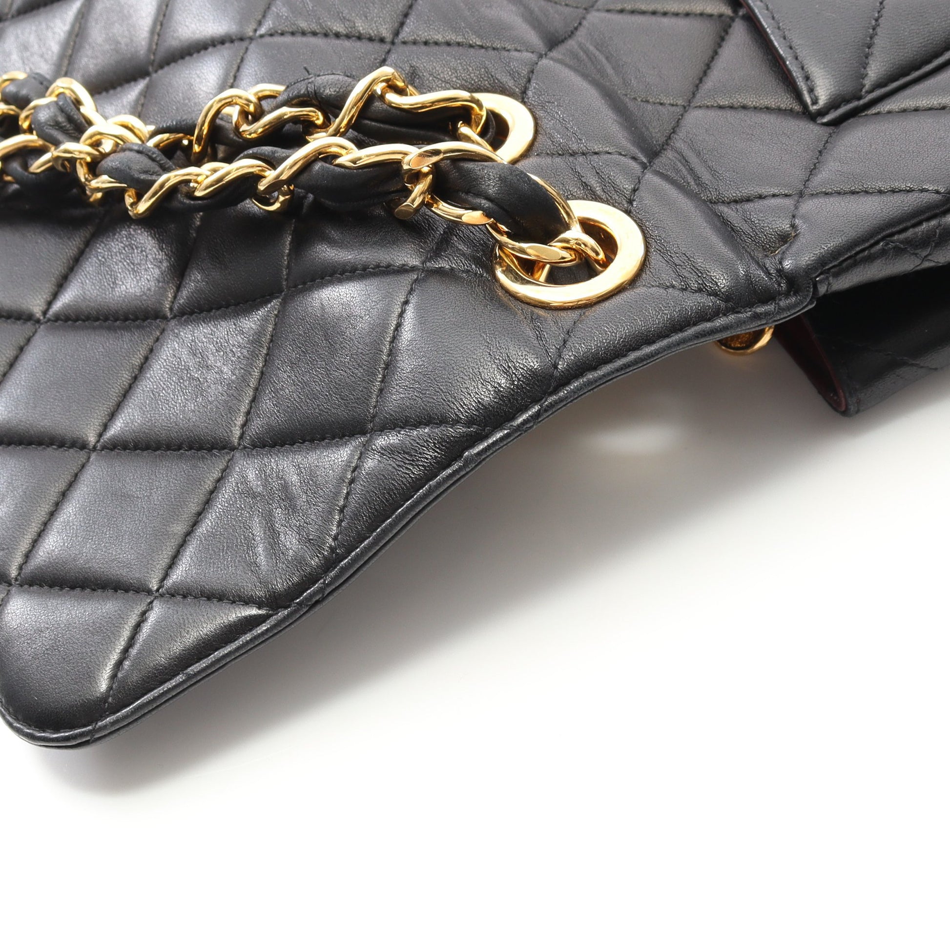 デカマトラッセ 30 シングルフラップ Wチェーンショルダーバッグ ラムスキン ブラック ゴールド金具 シャネル バッグ CHANEL
