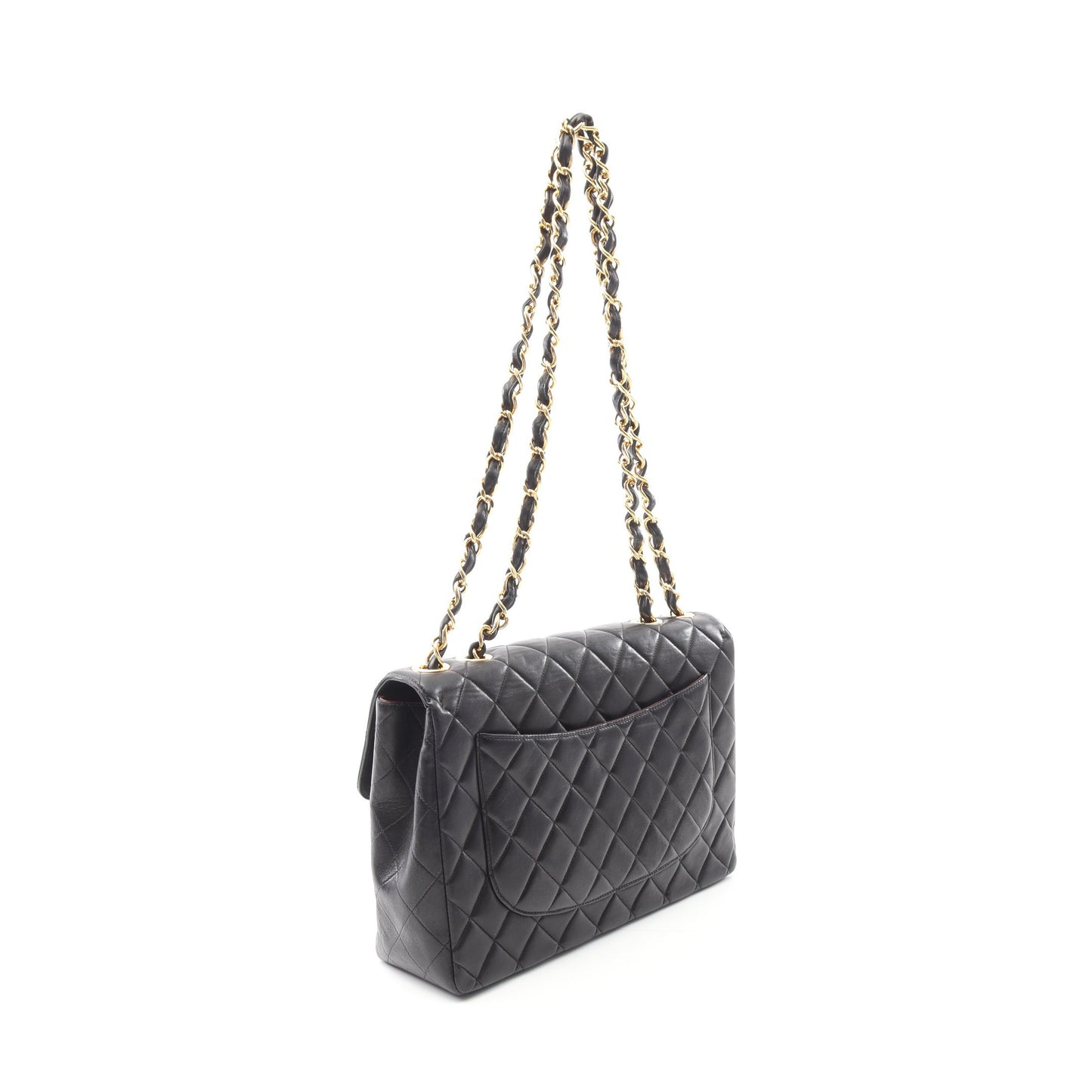 デカマトラッセ 30 シングルフラップ Wチェーンショルダーバッグ ラムスキン ブラック ゴールド金具 シャネル バッグ CHANEL