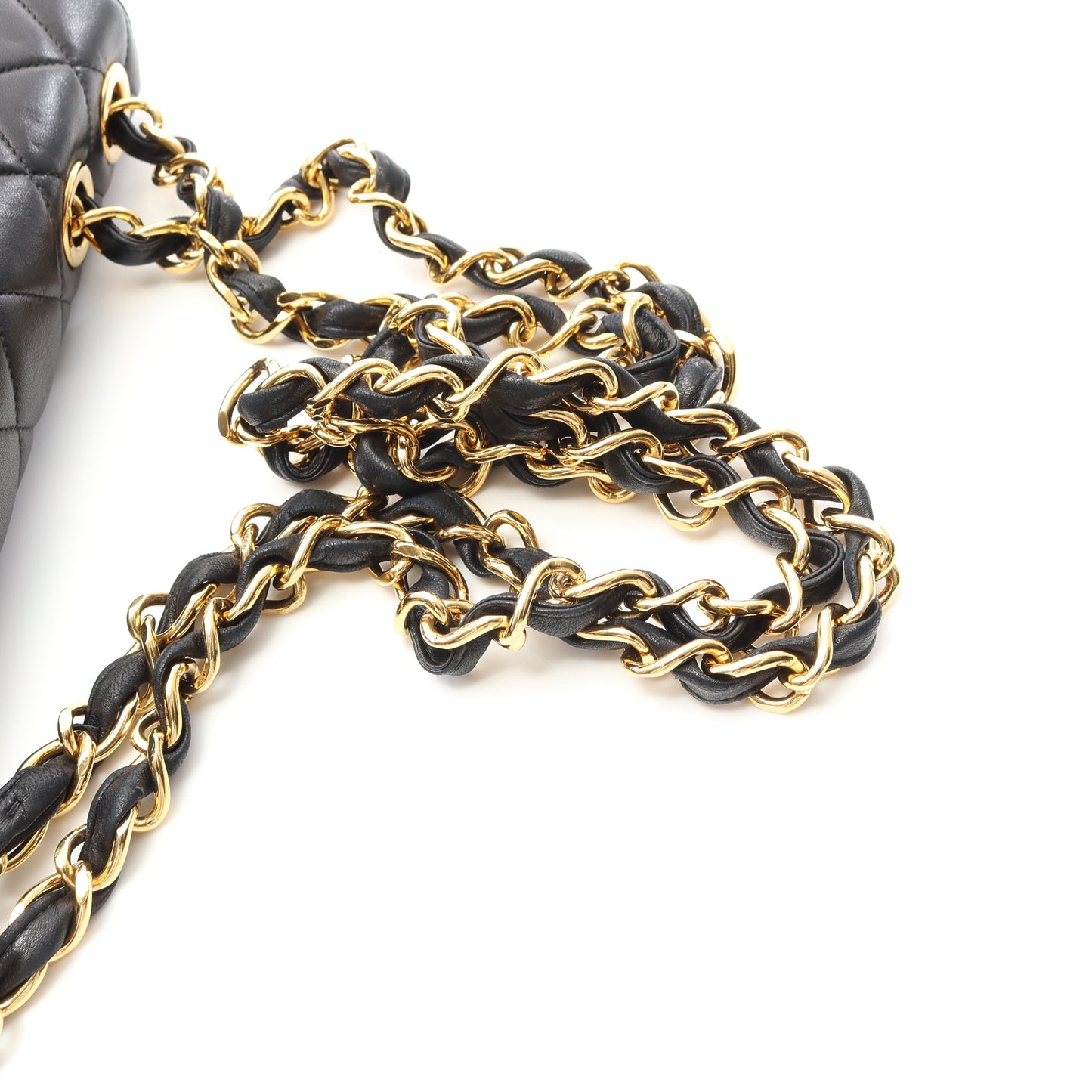 デカマトラッセ 30 シングルフラップ Wチェーンショルダーバッグ ラムスキン ブラック ゴールド金具 シャネル バッグ CHANEL