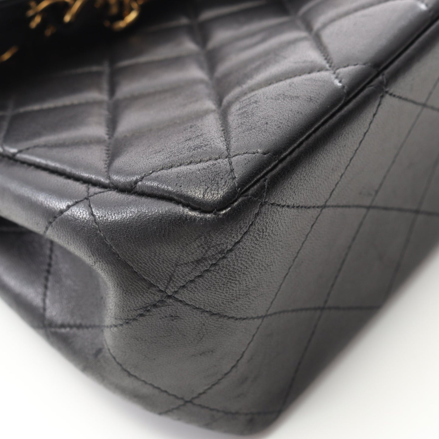 デカマトラッセ 30 シングルフラップ Wチェーンショルダーバッグ ラムスキン ブラック ゴールド金具 シャネル バッグ CHANEL