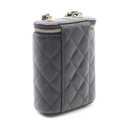 マトラッセ バニティバッグ チェーンショルダーバッグ キャビアスキン ブラック ゴールド金具 シャネル バッグ CHANEL