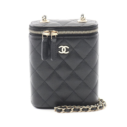 マトラッセ バニティバッグ チェーンショルダーバッグ キャビアスキン ブラック ゴールド金具 シャネル バッグ CHANEL