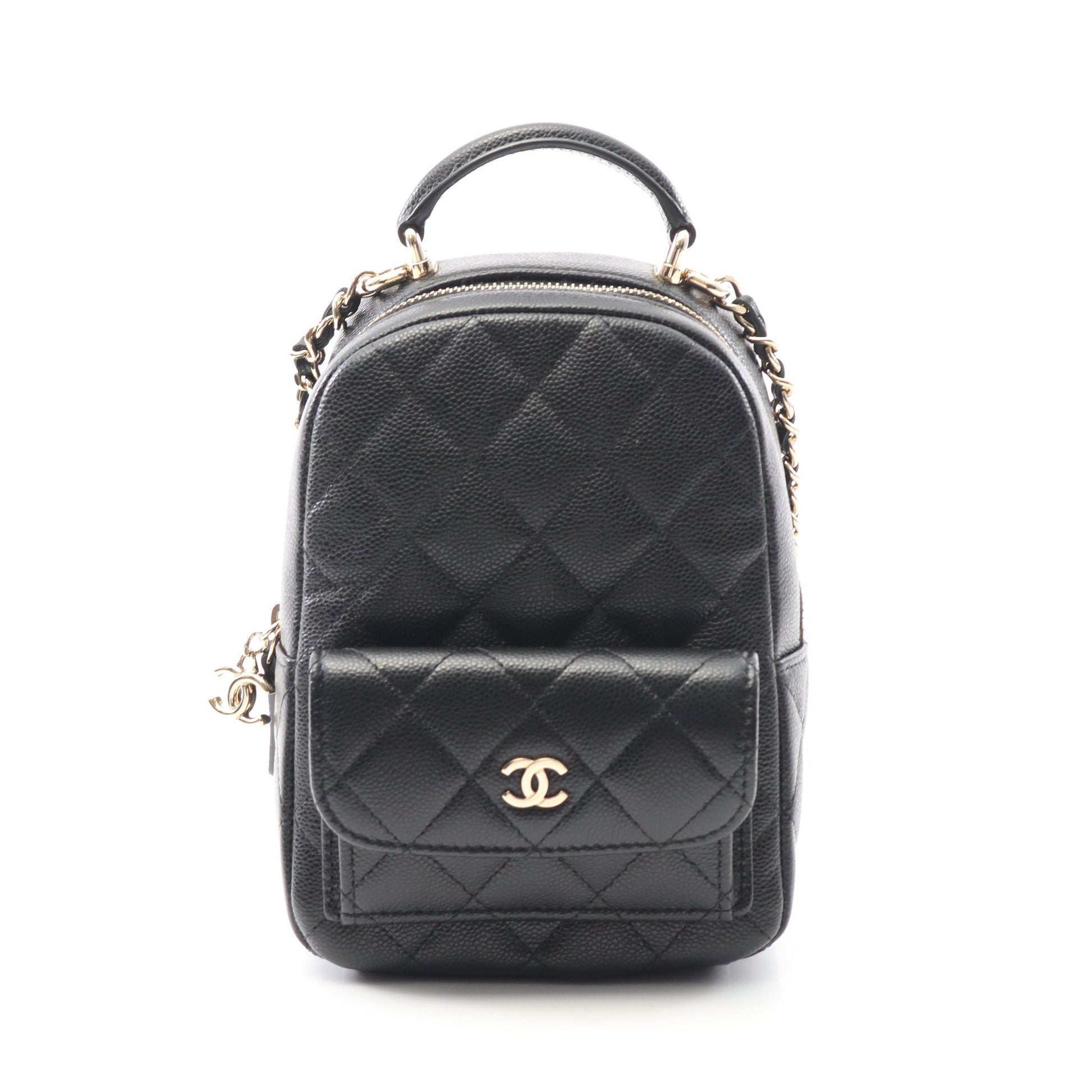 マトラッセ ミニリュック キャビアスキン ブラック ゴールド金具 シャネル バッグ CHANEL