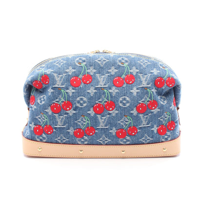 LOUIS VUITTON × 村上隆 ポシェット コスメティック モノグラムチェリーデニム コスメポーチ デニム レザー ブルー マルチカラー ルイヴィトン 財布・小物 LOUIS VUITTON