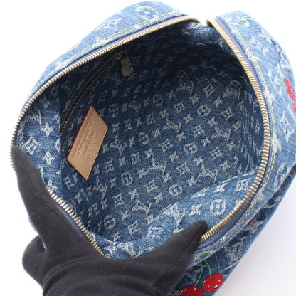 LOUIS VUITTON × 村上隆 ポシェット コスメティック モノグラムチェリーデニム コスメポーチ デニム レザー ブルー マルチカラー ルイヴィトン 財布・小物 LOUIS VUITTON