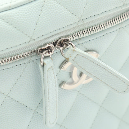 マトラッセ チェーンショルダーバッグ キャビアスキン ライトブルー シルバー金具 2WAY シャネル バッグ CHANEL