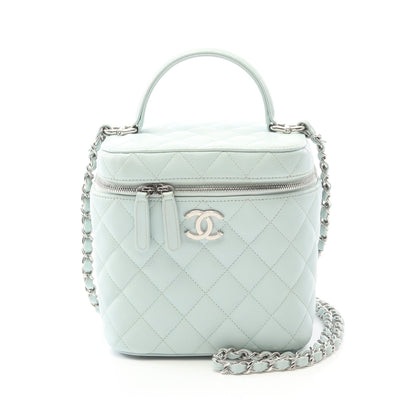 マトラッセ チェーンショルダーバッグ キャビアスキン ライトブルー シルバー金具 2WAY シャネル バッグ CHANEL